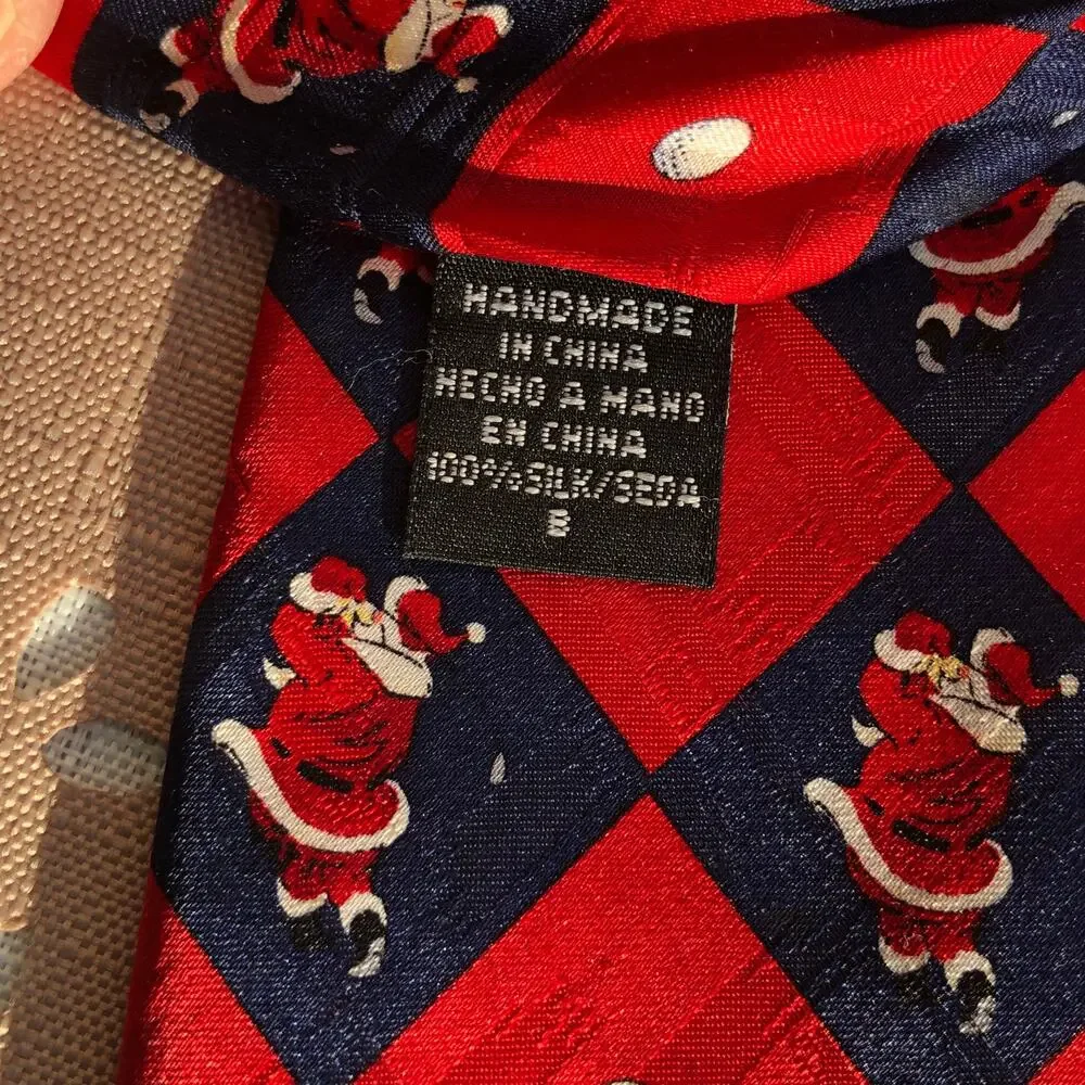 American Greetings Vintage Santa Golf Swing Print Silk Necktie
